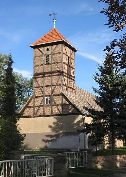 Stonechurch Neuendorf, built probably in 15th century. The village Neuendorf is a part of the town Brück in the district Potsdam Mittelmark, state Brandenburg, Germany. The village is situated on the north border of the „Baruther Urstromtal“ (glacial valley) subplateau Zauche.