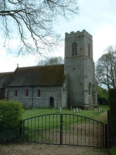 All Saints church, Roydon, Norfolk. Built in 1857, it has original Norman doors.