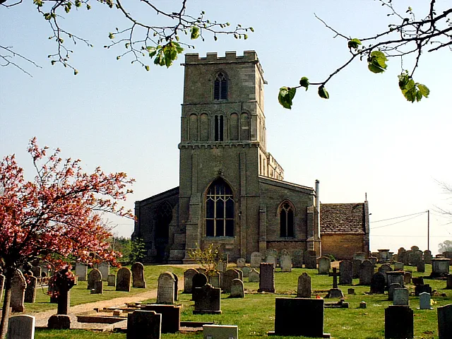St Peter's parish church, Maxey, Cambridgeshire, seen from the west