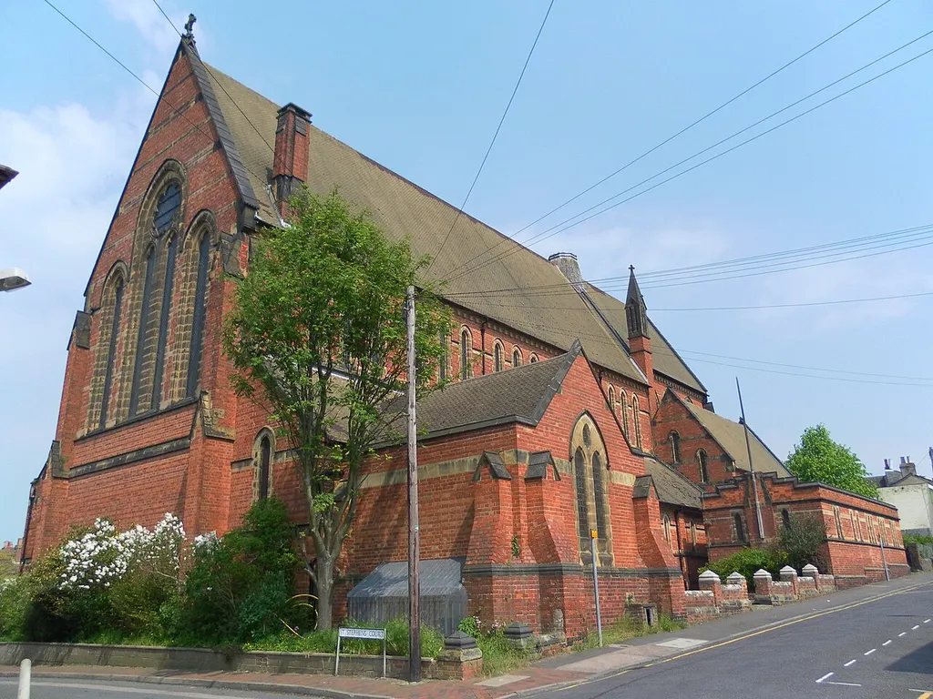 St Barnabas' Church, Stanley Street, Royal Tunbridge Wells, Borough of Tunbridge Wells, Kent, England. A large red-brick Anglican church serving what was originally a poor area of the town. Completed in 1890.