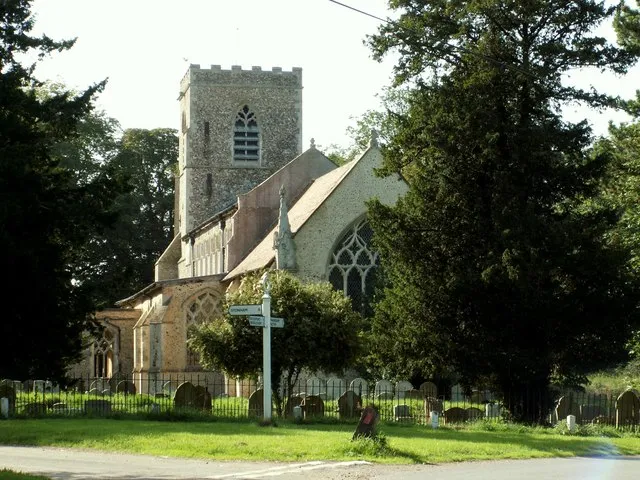 St Andrew's parish church, Cotton, Suffolk, see from east-southeast