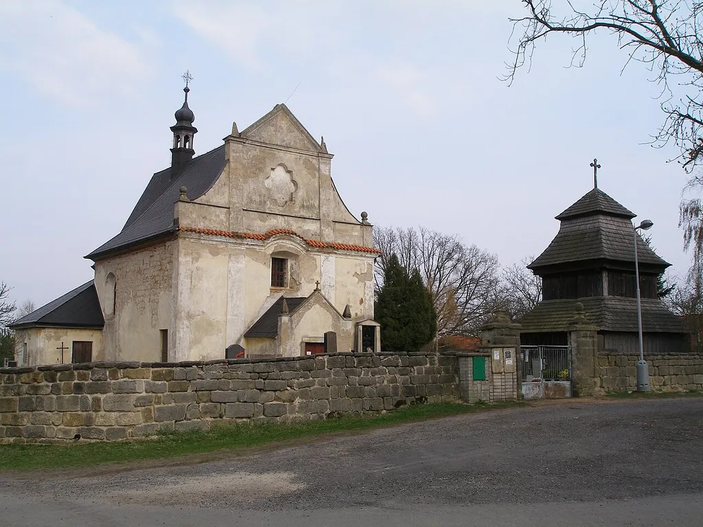 Holy Trinity church and wood bell tower in Všeborsko.