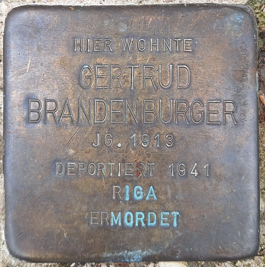 Hier wohnte, Gertrud, Brandenburger, Jg. 1913, deportiert 1941, Riga, ermordet