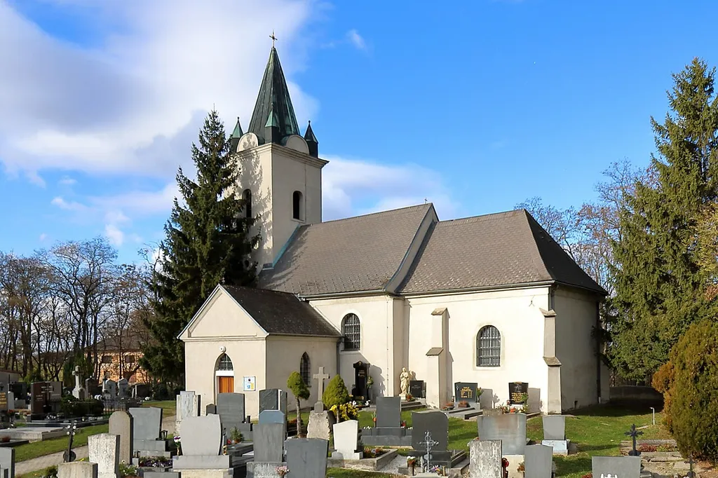Southeast view of the Potzneusiedl parish church.