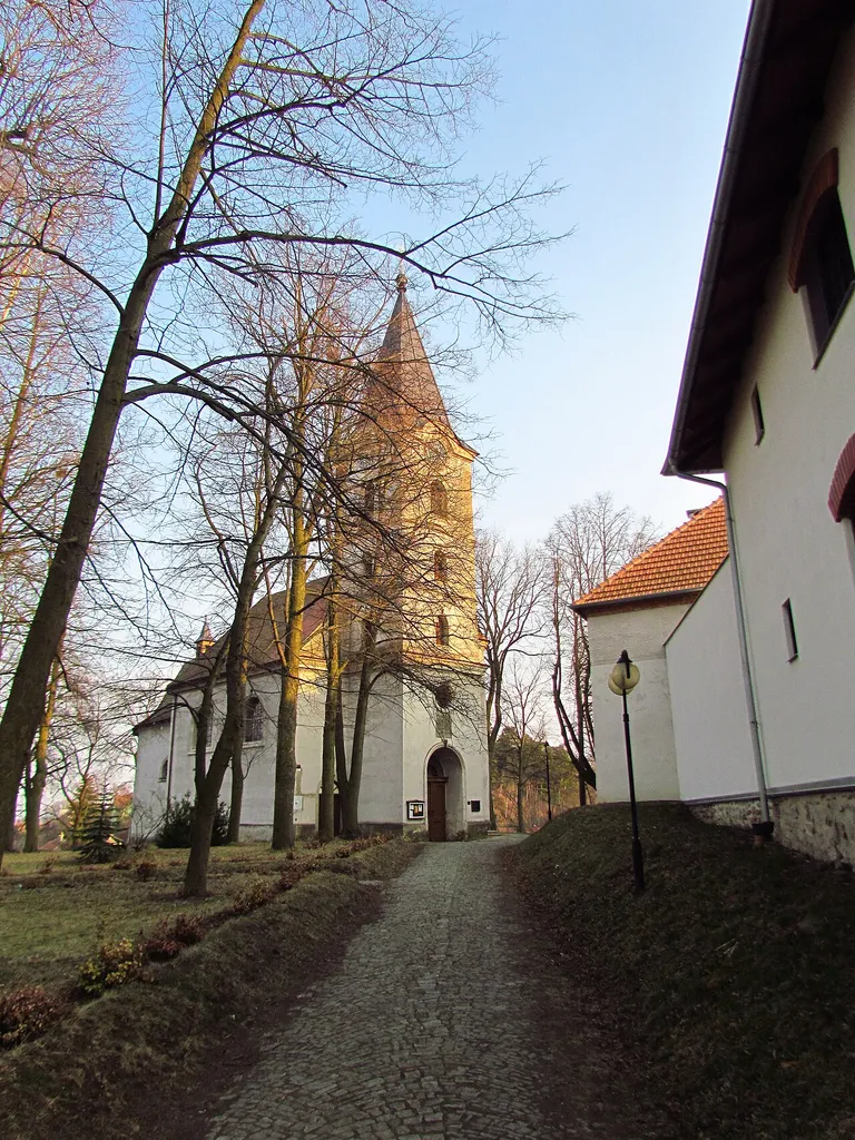 Overview of Church of Holy Name in Okříšky, Třebíč District.
