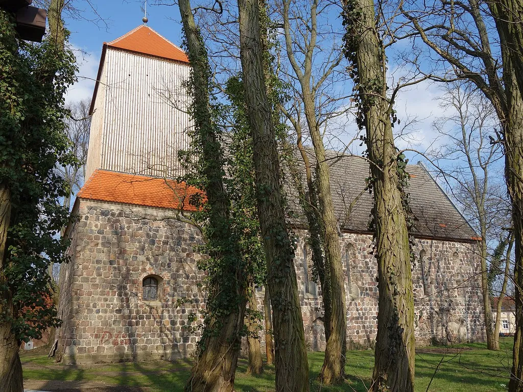Southern view of the church in Bechlin, Neuruppin municipality, Ostprignitz-Ruppin district, Brandenburg state, Germany.