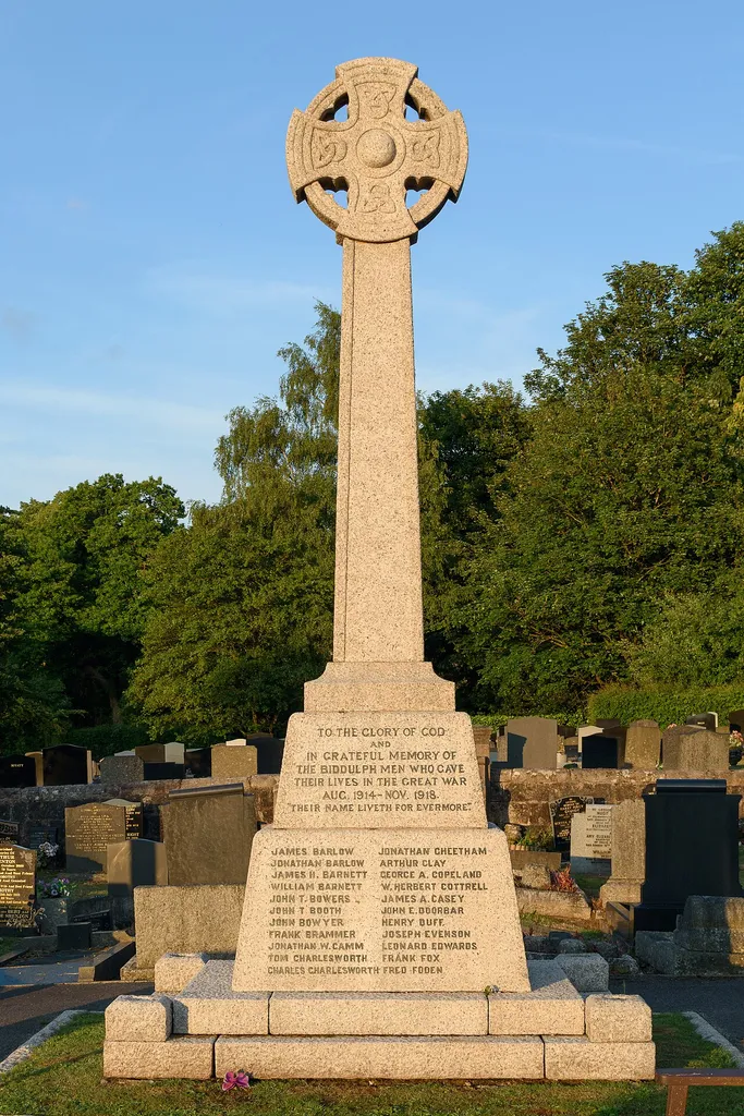 WWI memorial cross in the churchyard of St Lawrence's, Biddulph