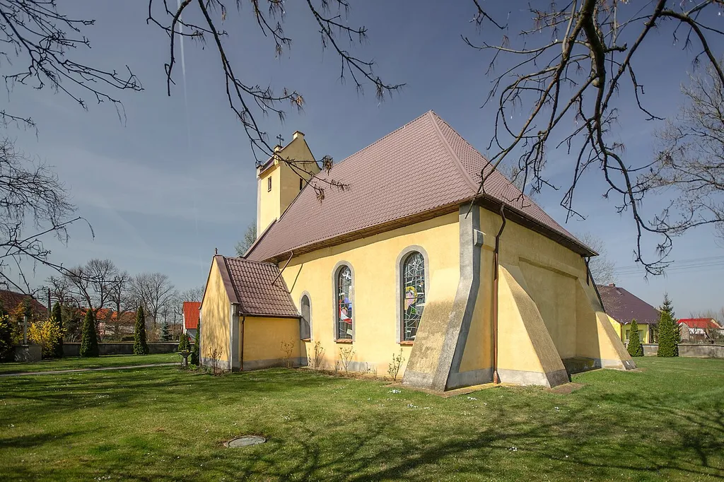 Nowa Wieś Legnicka, kościół fil. p.w. św. Bartłomieja, XIV, 3 ćw. XVIII, 2 poł. XX