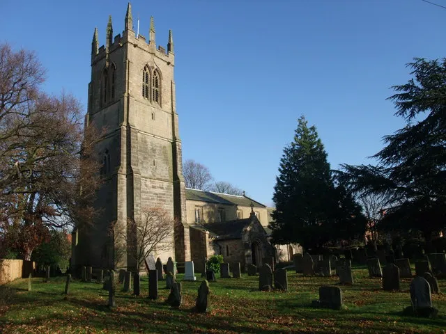 Holy Trinity parish church, Rolleston, Nottinghamshire, seen from the southwest