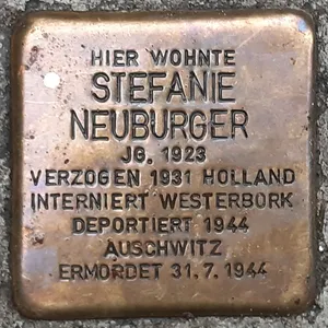 Stolperstein dedicated to Stefanie Neuburger