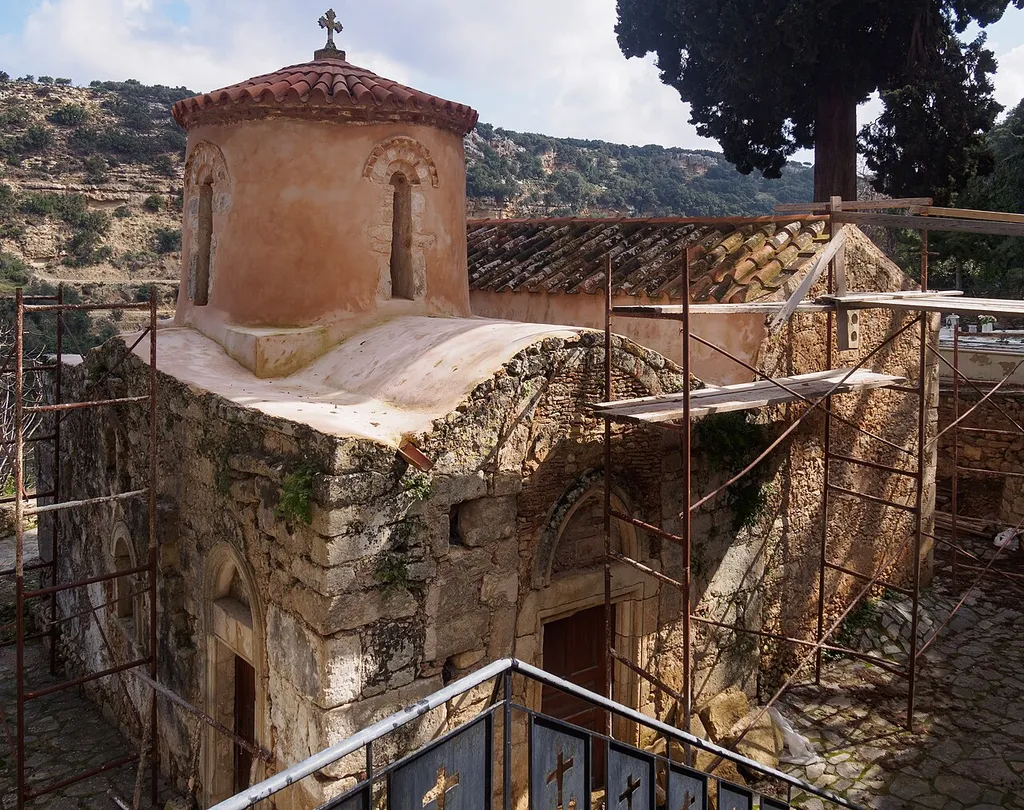 The byzantine church of Salvior Christ at Eleftherna.