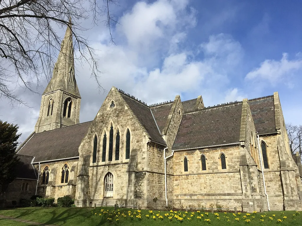 Parish church of St John the Evangelist, High Street, Penge, London SE20, seen from the south