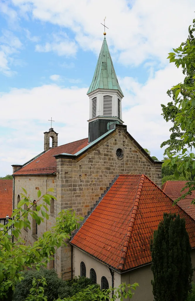 Roman Catholic Saint Michael Parish Church (Pfarrkirche St. Michael) in Tecklenburg, Kreis Steinfurt, North Rhine-Westphalia, Germany.