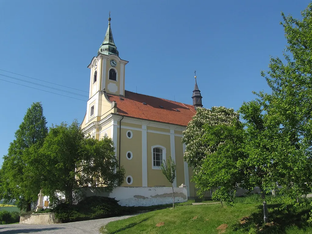 Jalubí in Uherské Hradiště District, Czech Republic. Church of St. John the Baptist.