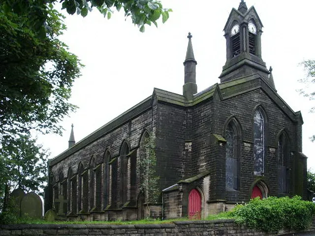Parish church of St John the Baptist, Vicarage Drive, Smallbridge, Greater Manchester, seen from the west