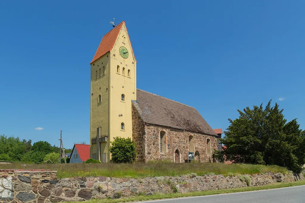 The Protestant Village Church of Merzdorf, district of Baruth/Mark, Landkreis Teltow-Fläming, Brandenburg, Germany.