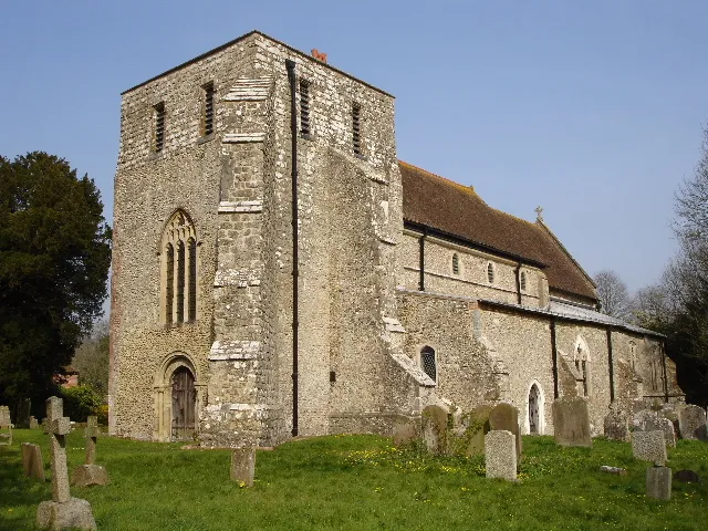 Brabourne church looking N.N.E. Brabourne Church, dedicated to St Mary the Virgin, dates from 1144 and is one of oldest buildings in England still in regular use. Its tower is no higher than the nave and contains 8 bells, unusual for a parish church.