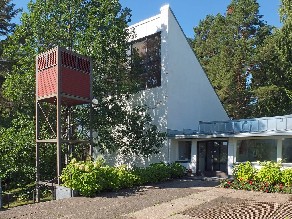 Hirvensalo Church on the island Hirvensalo, southwest from the centre of Turku, Finland. Architect Pekka Pitkänen, 1962.