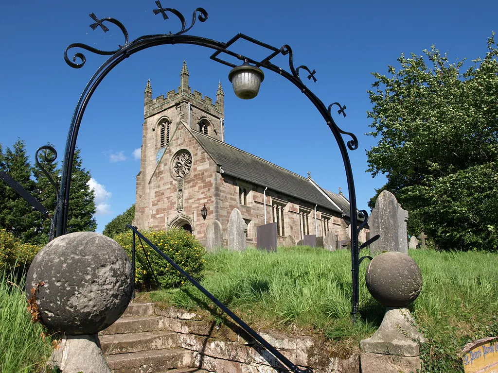 St Peter's parish church, Snelston, Derbyshire, seen from the southwest