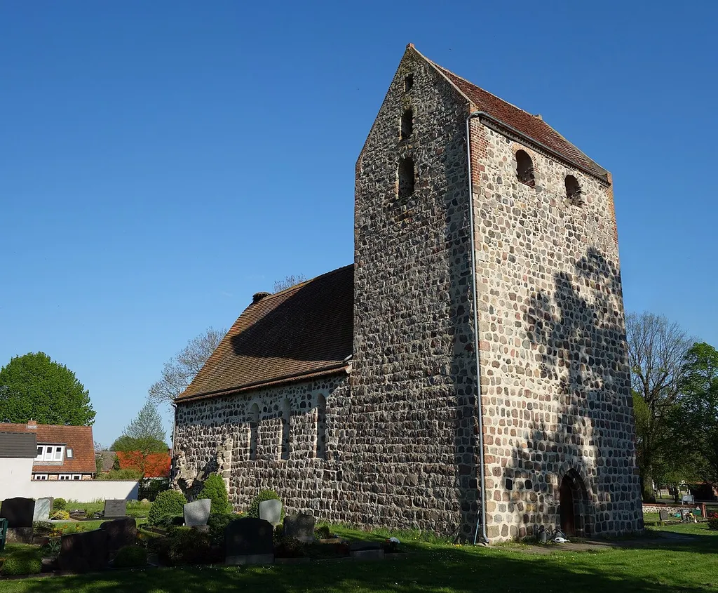 North-western view of church in Drewen, Kyritz municipality, Ostprignitz-Ruppin district, Brandenburg state, Germany