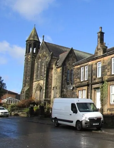 Former Coatdyke Parish Church and houses on Muiryhall Street East