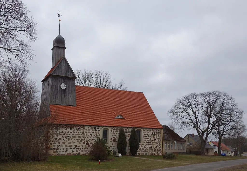 South-south-western view of Lögow church, Wusterhausen municipality, Ostprignitz-Ruppin district, Brandenburg state, Germany