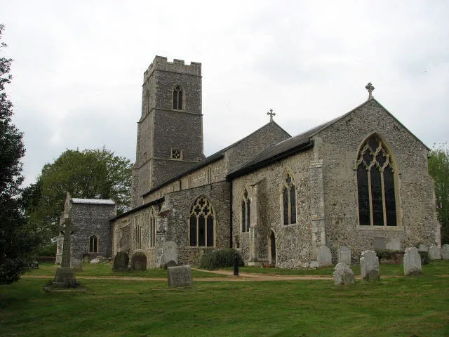 St Mary's Church. Perhaps the reason for there being two churches in close proximity to each other can be explained with the layout of paths and lanes, which may have made it convenient for worshippers of the two adjacent parishes to share a common churchyard. St Mary's church stands to the NW of the former church of St Lawrence > 584385, which was gutted by fire in 1827. The restored ruins now serve as the parish hall. For more detailed information on St Mary's church see http://www.norfolkchurches.co.uk/swalshammary/swalshamstmary.htm