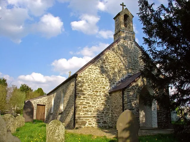 Parish church: Llangybi: from the northwest