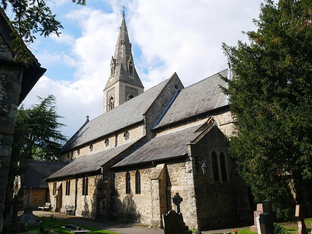 A view of the Church of Saint Dunstan in Cheam from the southeast.