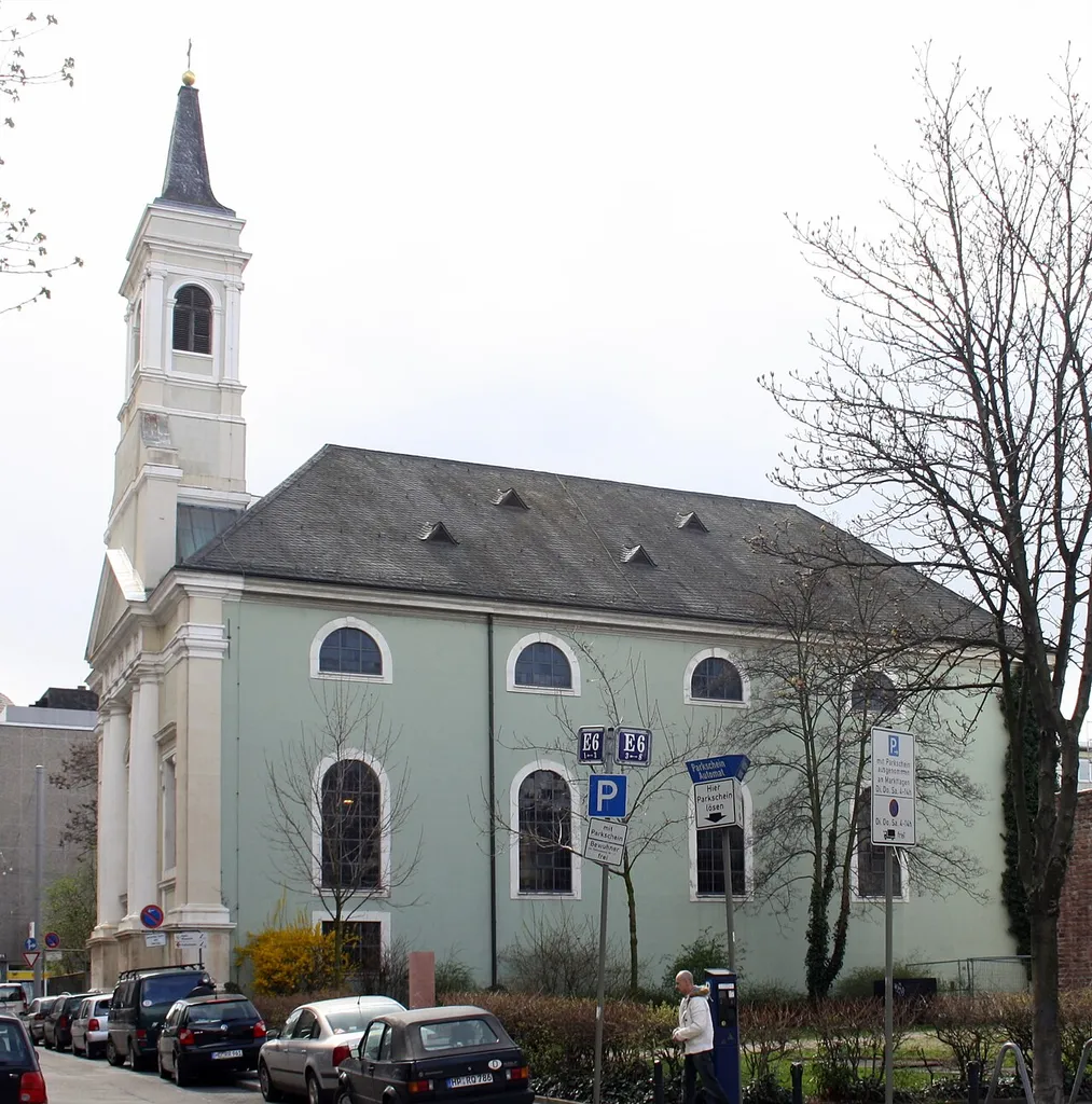 Mannheim, Germany. Church of the former burghers' hospital from North.