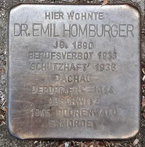 Stolperstein dedicated to Emil Homburger