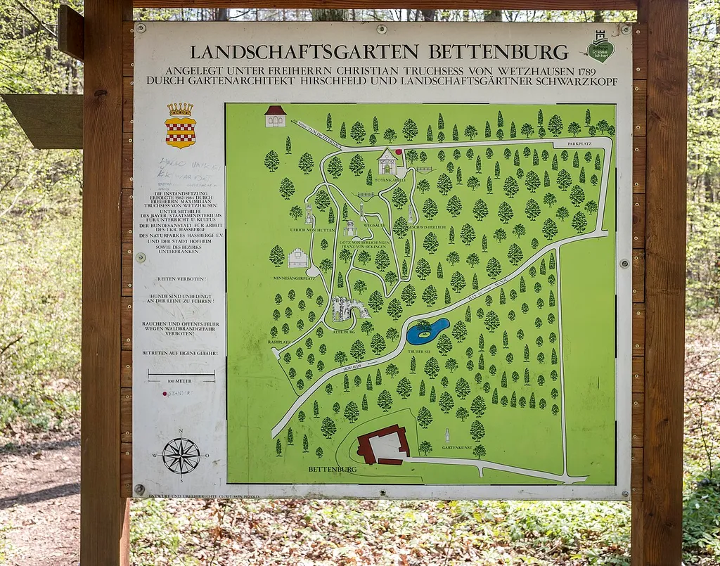 Informationstafel "Landschaftsgarten Bettenburg" im Landschaftspark Bettenburg