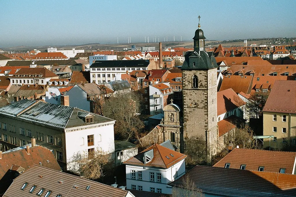 Erfurt. view from the tower of the Aegidien church to the Scotch church