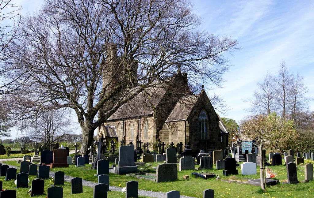 Parish church of St John the Evangelist, Lund, Lancashire, seen from the southeast