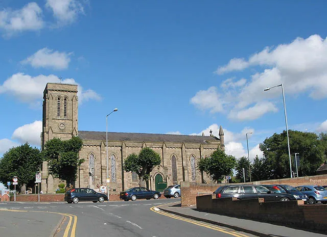 St Nicholas' parish church, Friar's Street, Hereford, seen from the south from Greyfriars' Avenue