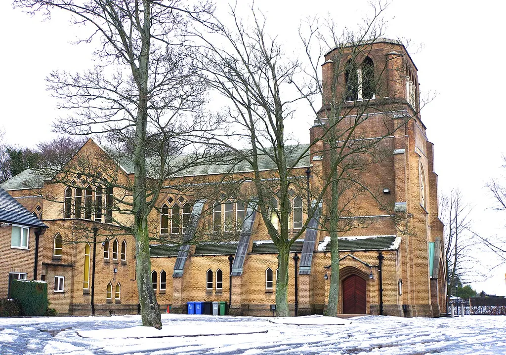 Holy Angels, Hale Barns, in snow