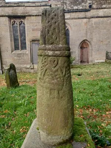 Anglo-Scandinavian high cross shaft and medieval cross base in the churchyard of All Saints' Church