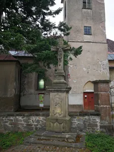 crucifix in front of the Church of Saint Michael in Černý Důl