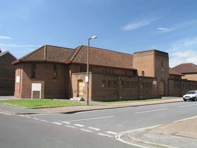 St Leonard's parish church, Cambridge Road, Horsham, West Sussex, seen from the east from Cambridge Road