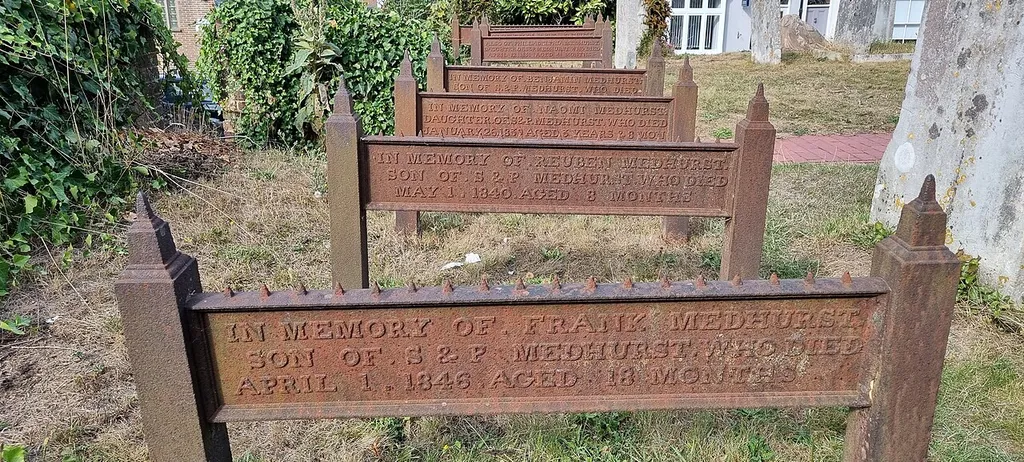 Lewes, Row Of Cast Iron Monuments To Medhurst Family 15 Yards North East Of Church Of St Anne.