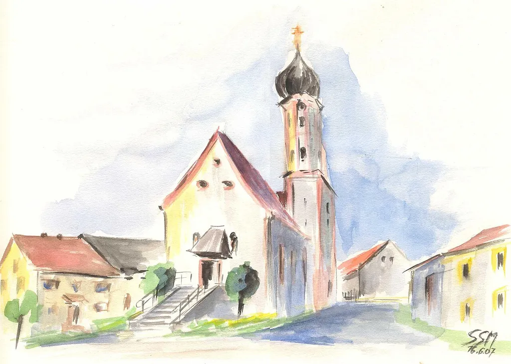 Gammersfeld. Aquarell von Siegfried Schieweck-Mauk, Eichstätt