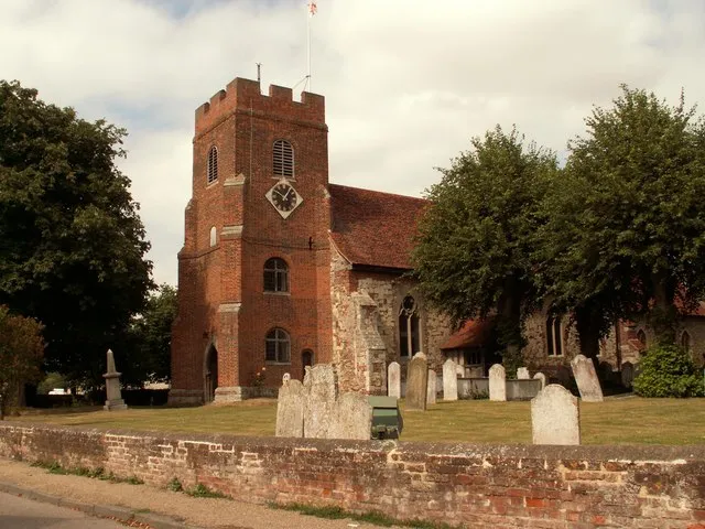 St. Thomas' church, Bradwell on Sea, Essex. Apart from the brick tower built in 1743 and the Nave built in 1706, the church is 14th century with restoration work carried out in 1864. It stands at the heart of the village surrounded by some very interesting old houses.