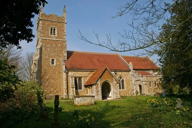 St Stephen Wigbrough This is the church of St Stephen the Martyr in Wigbrough. It has two main claims to fame its tower was destroyed in the Great Colchester Earthquake of 1884 http://www.essexwt.org.uk/Geology/earthquake.htm The one in the picture was rebuilt in 1885. Also in WW1 Zeppelin LZ33 was shot down by ground fire and crashed at New Hall Farm Little Wigbrough one of the structural ribs of the airship hung in the Church until very recently. I am not sure why it has been removed.