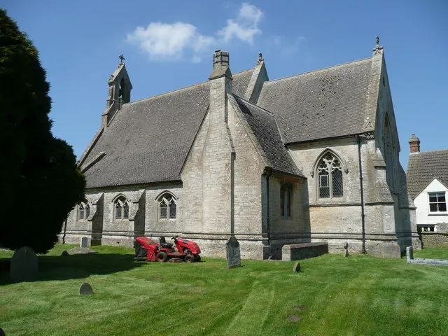 St. Mary the Virgin church, Bradenstoke Viewed from the south, complete with ride-on mower.