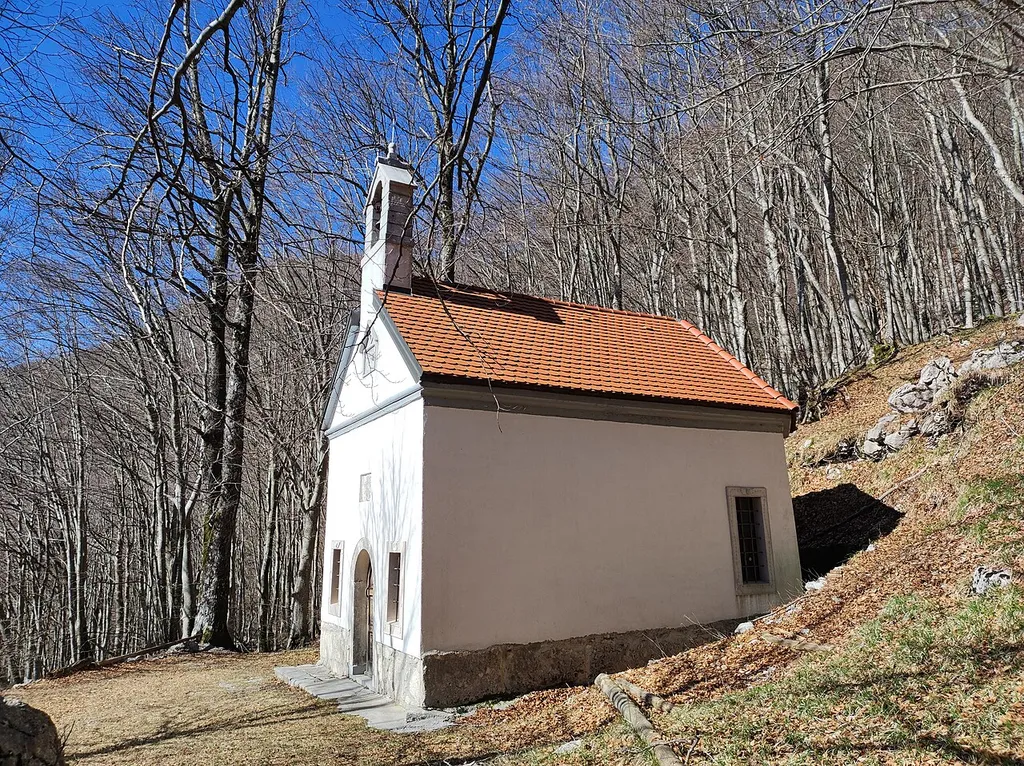 St. Brice's church under Votle stene at Nanos, officially within settlement limits of Veliko Ubeljsko