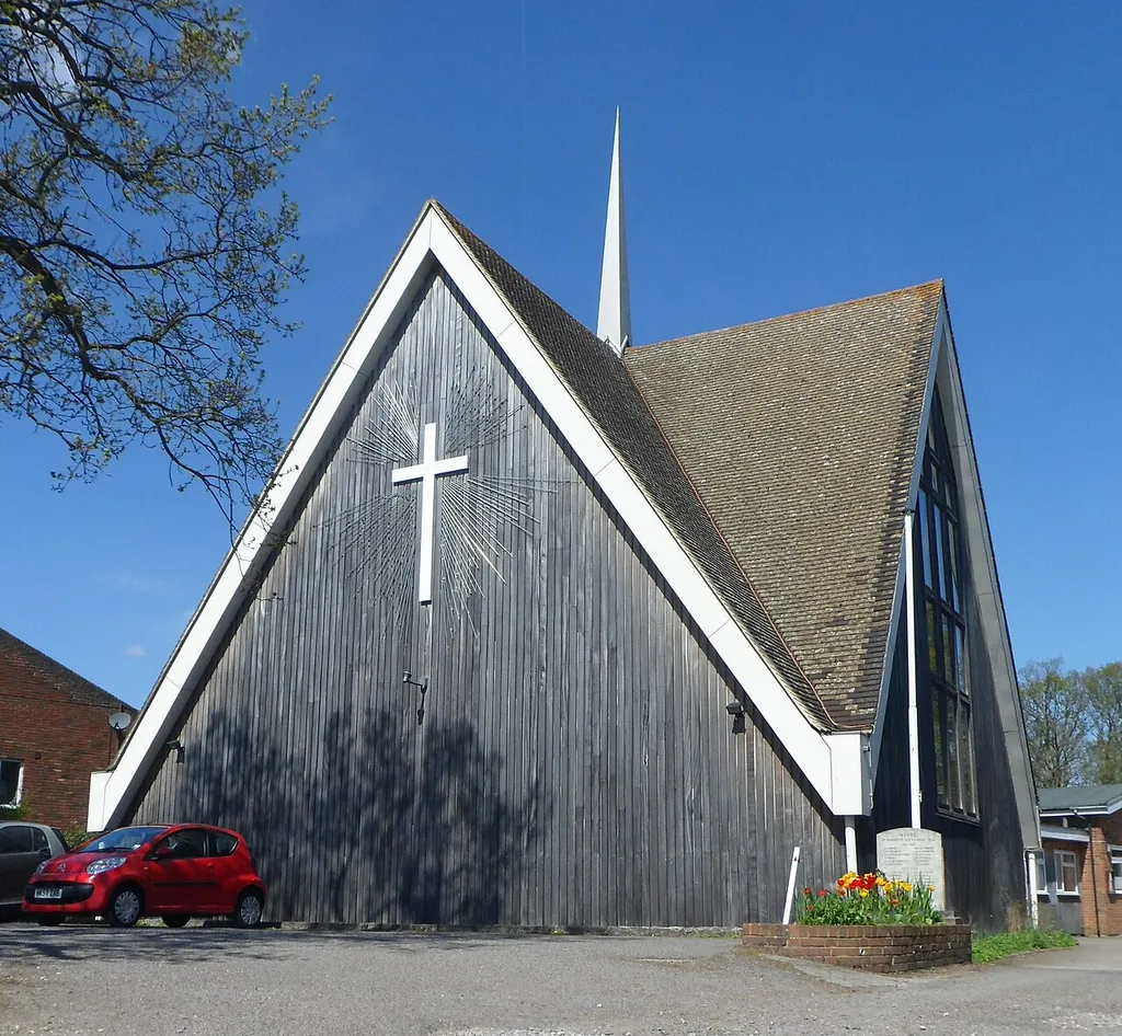 St Alban's Church, Oak Hill, Wood Street Village, Guildford, Borough of Guildford, Surrey, England. A modern Anglican church in a village just outside Guildford.