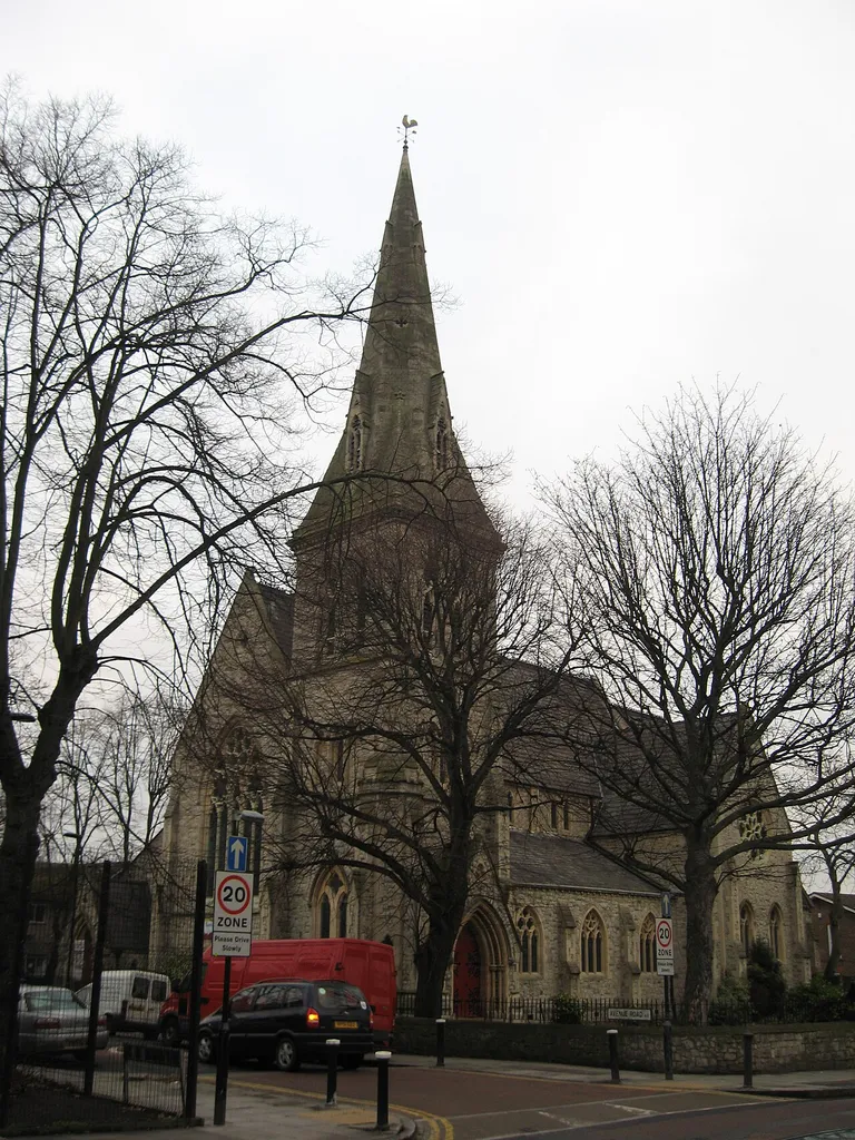 St Ann's parish church, St Ann's Road, South Tottenham, London N15, seen from the southwest