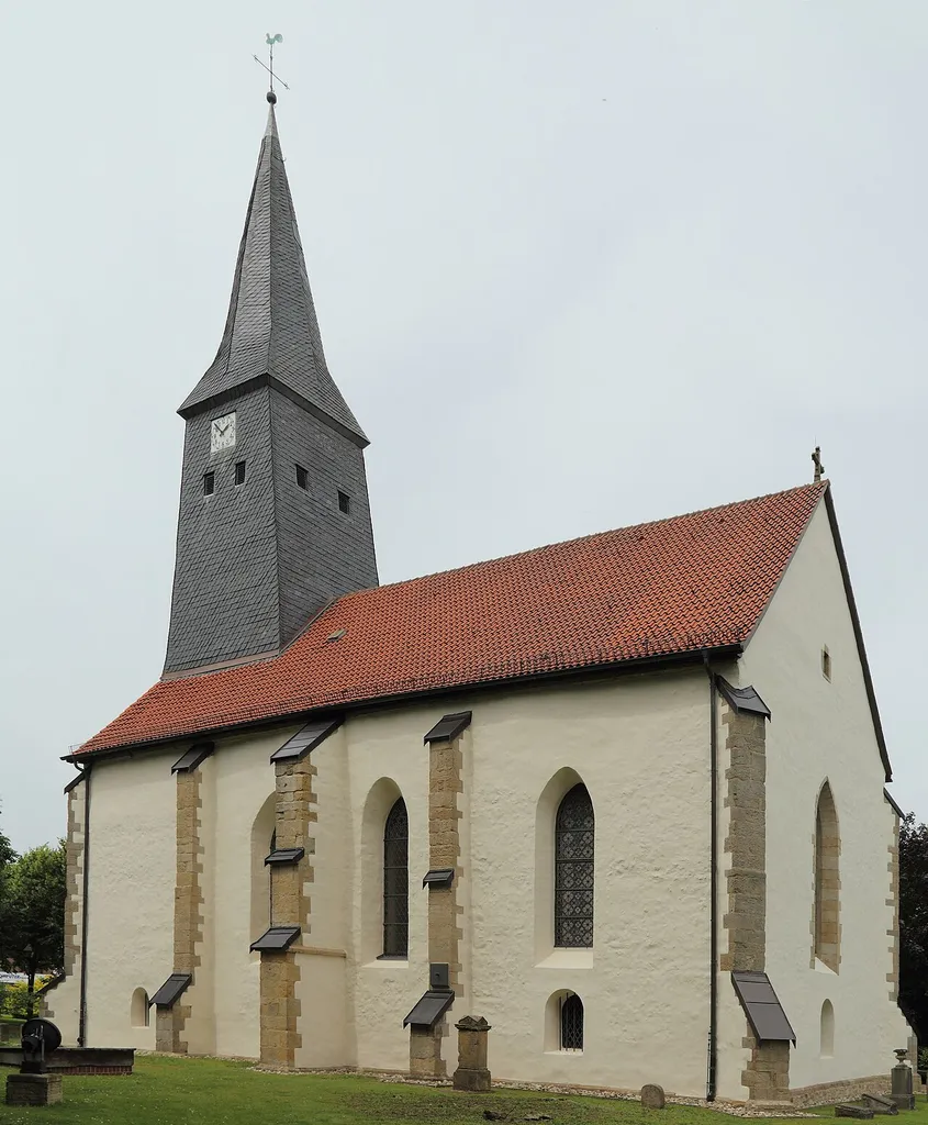 Lotte Protestant Church (Evangelische Kirche Lotte) in Alt-Lotte, a district of Lotte, Kreis Steinfurt, North Rhine-Westphalia, Germany. The church is a listed cultural heritage monument.