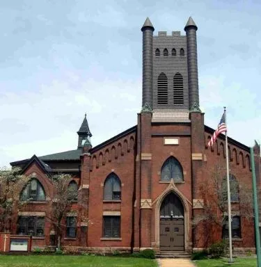 Outside of the Sanctuary of the First United Church of Christ in 1997