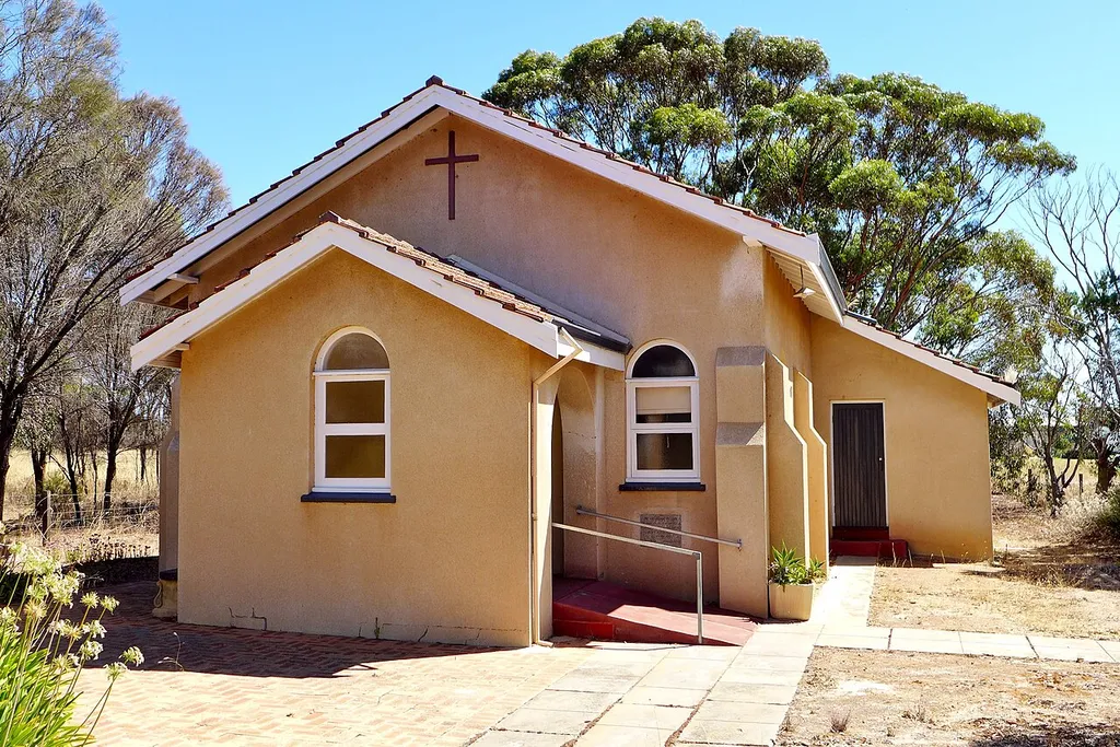 View of the St David's Anglican Church, Chester Pass Road, Borden, Western Australia